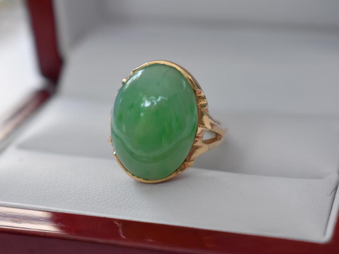 14k Yellow Gold Jadeite Jade Ring Size 6.5, Heavy 9.4grams, Translucent Jadeite - Etsy | Etsy (US)