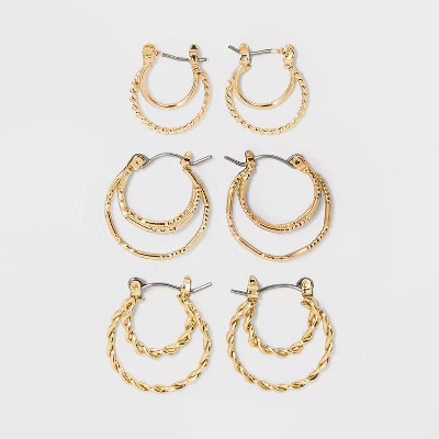 Click Top Faux Duo Hoop Earring Set 3pc - Wild Fable™ | Target
