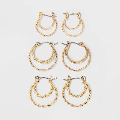 Click Top Faux Duo Hoop Earring Set 3pc - Wild Fable™ | Target