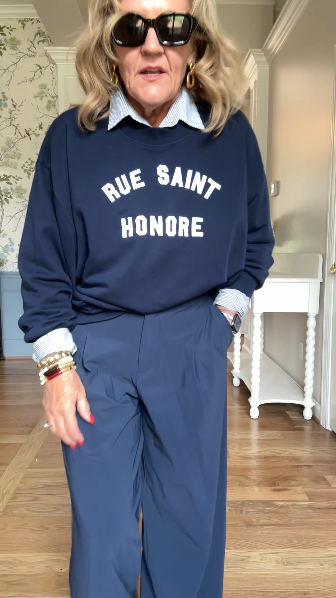 Working on a few travel looks for early fall. These athleta trousers are a favorite as they’re lightweight stretchy but reality sophisticated looking. Elevate them with a blazer, dress down with a sweatshirt ur sweater. I’m wearing an 8 petite 
Quince striped button down size medium 
Sweatshirt runs big size medium 

#LTKTravel #LTKOver40 #LTKSaleAlert