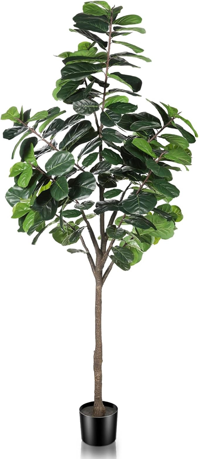 8ft(96in) Fiddle Leaf Fig Tree Artificial - Tall Faux Fiddle Leaf Fig Tree - Fake Fig Plant with ... | Amazon (US)