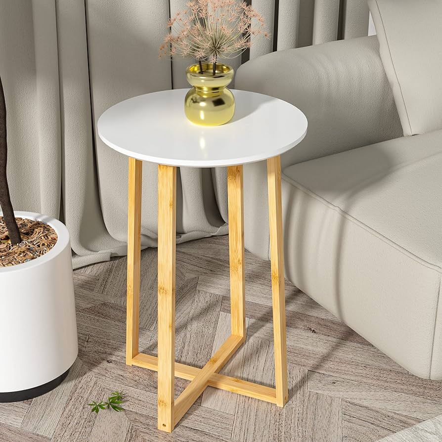Side Table for Living Room End Table - for Sofa and Bedside Round Nightstand Coffee Table with St... | Amazon (US)