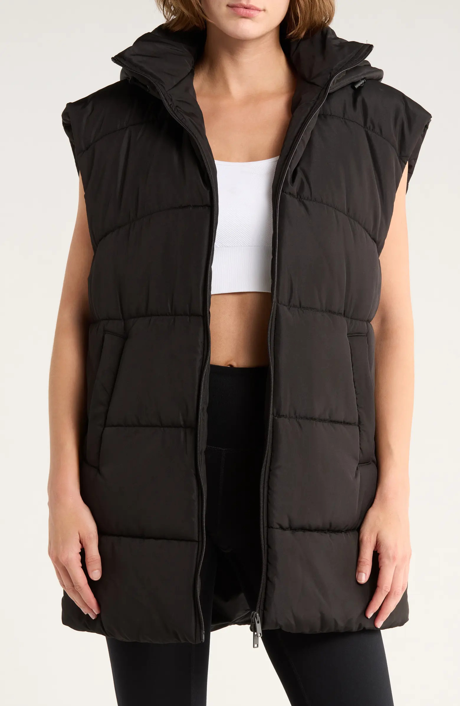 Hooded Long Quilted Vest | Nordstrom Rack