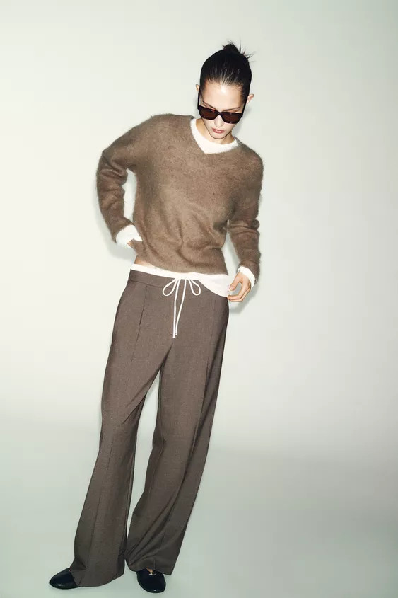 WIDE-LEG TROUSERS WITH DOUBLE WAISTBAND | Zara UK