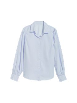 Long-Sleeve Striped Cotton-Poplin Shirt for Women | Old Navy (US)