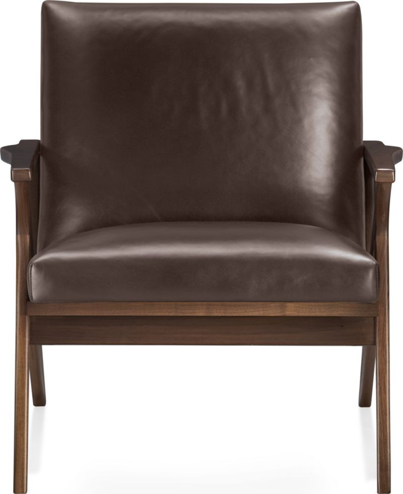 Cavett Leather Walnut Wood Frame Accent Chair + Reviews | Crate & Barrel | Crate & Barrel