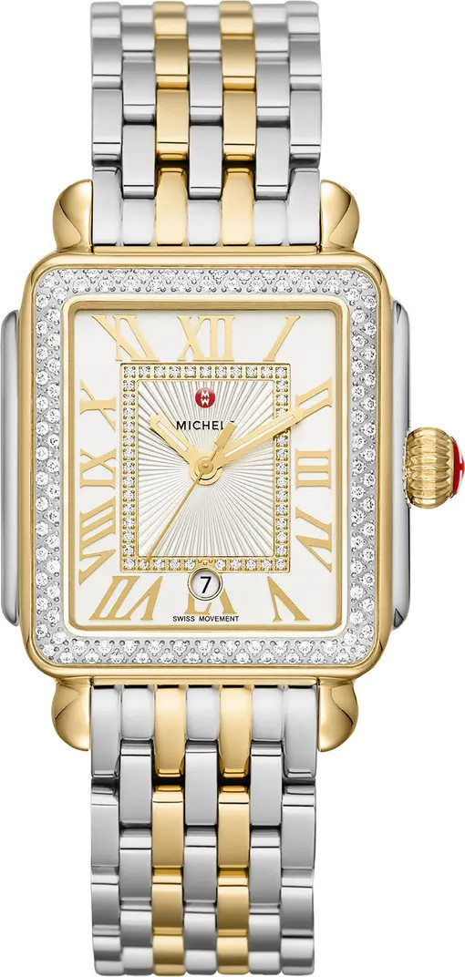 Deco Madison Diamond Dial Two-Tone Bracelet Watch, 33mm | Nordstrom