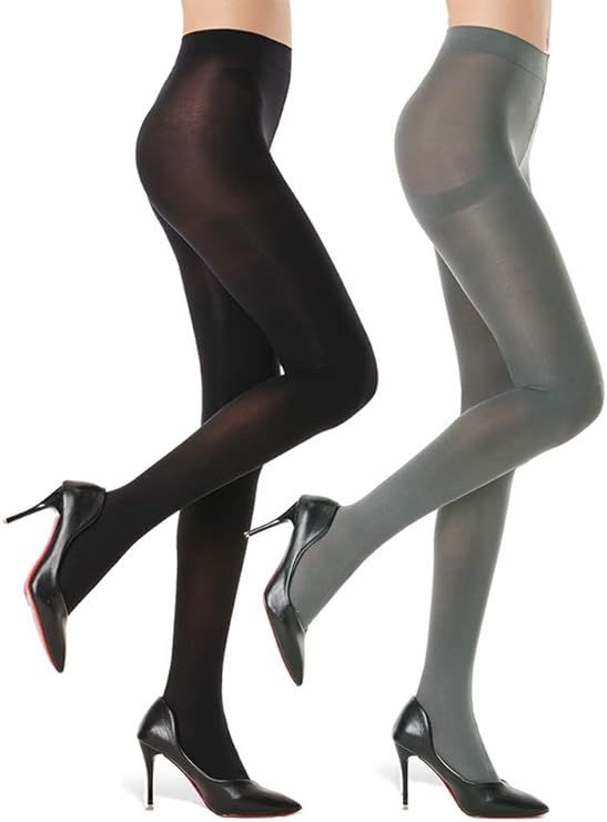 G&Y 2 Pairs Semi Opaque Tights for Women - 70D Microfiber Control Top Pantyhose | Amazon (US)