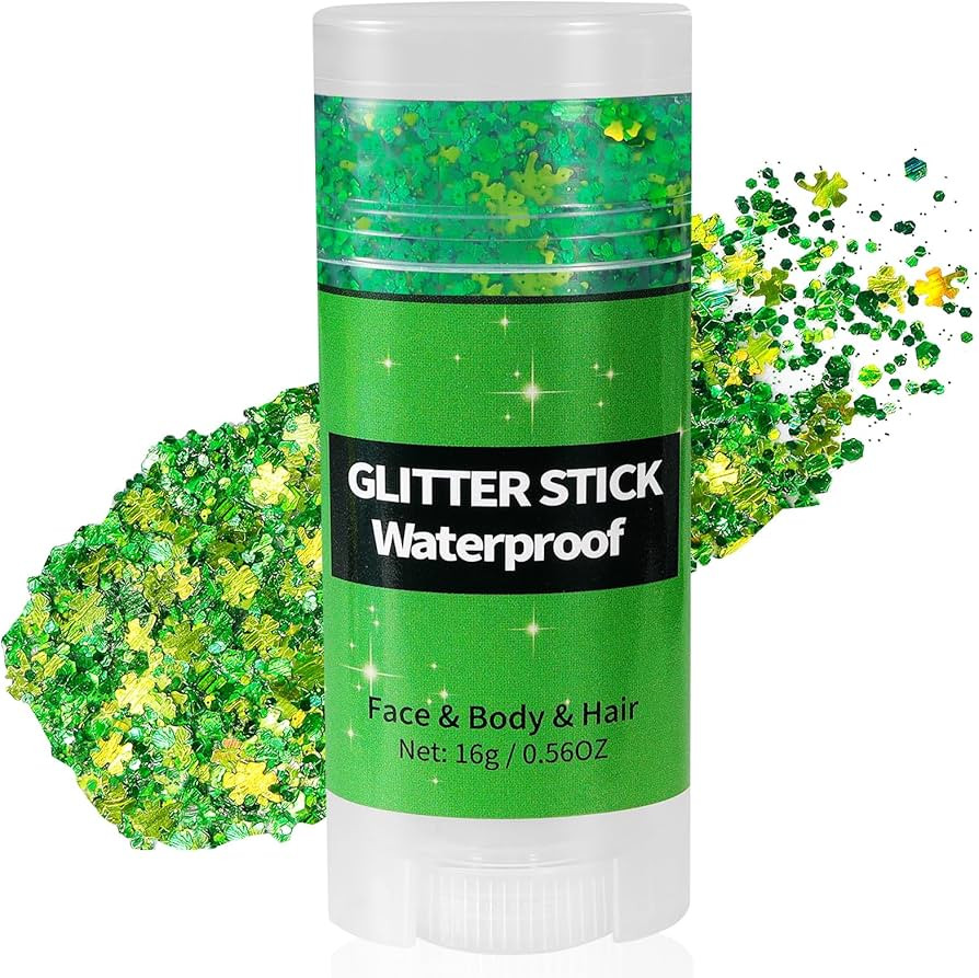 Mysense Shamrock Glitter Stick for Face Hair Body, St Patricks Day Accessories, Irish Festival Fo... | Amazon (US)