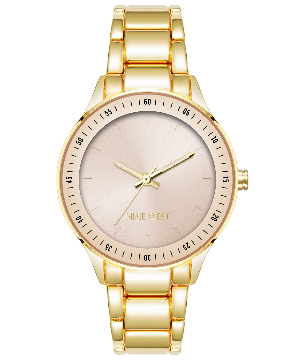Nine West Women's Quartz Gold-Tone Alloy Link Bracelet with Light Pink Watch, 35mm - Light Pink, Gold-Tone | Macy's