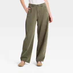 Women's High Rise Barrel Pant - Universal Thread\u2122 Olive Green 8 | Target