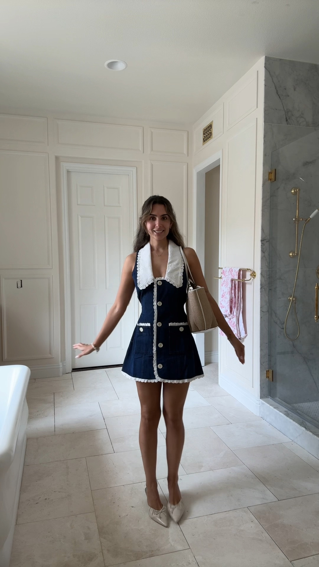 Wearing an XS in both dresses, fits tts