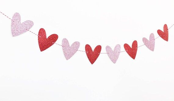 Valentine's Day Garland  Glitter Heart Garland  | Etsy | Etsy (US)