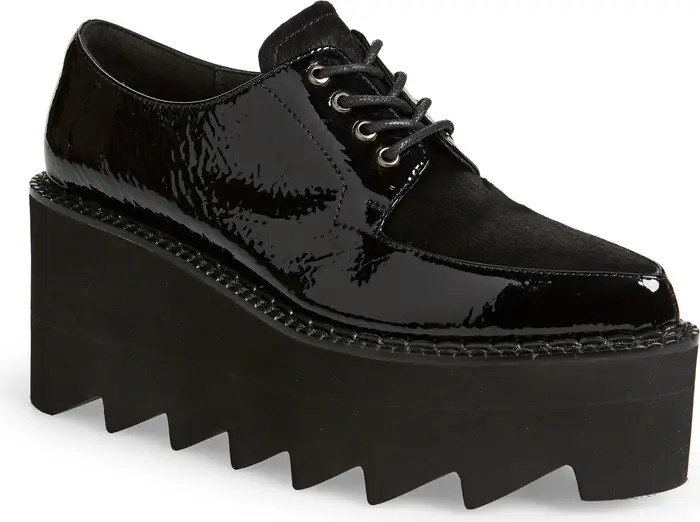 Jeffrey Campbell Leather & Genuine Calf Hair Wedge Platform Derby | Nordstrom | Nordstrom