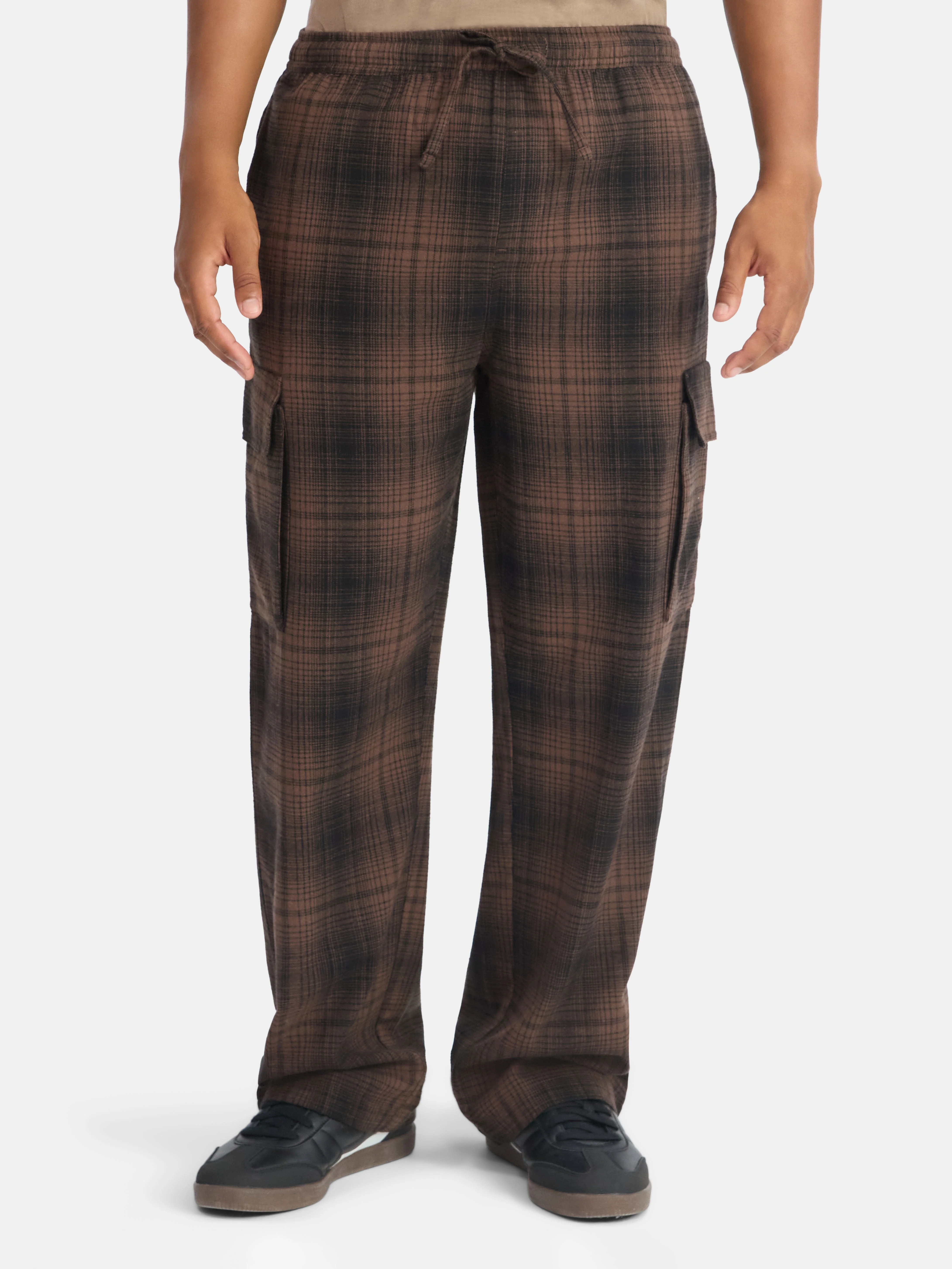 No Boundaries Flannel Cargo Pants, Men's & Big Men's | Walmart (US)