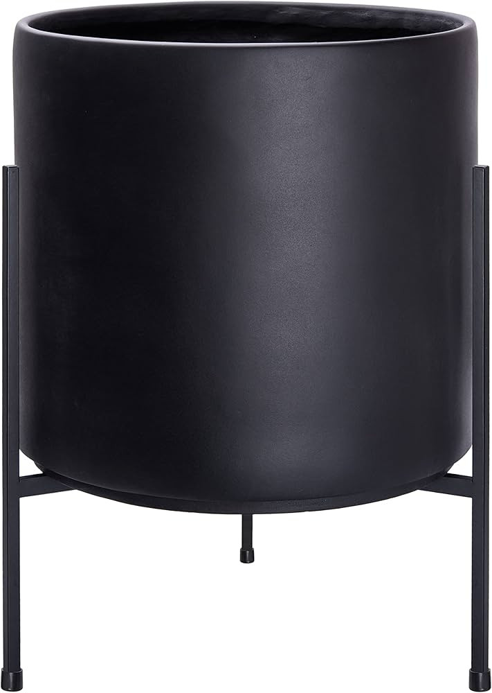 D'vine Dev Modern Black Plants Pot Cylinder Planter with Heavy Duty Stand, X-Large 14 Inch Pot, 1... | Amazon (US)