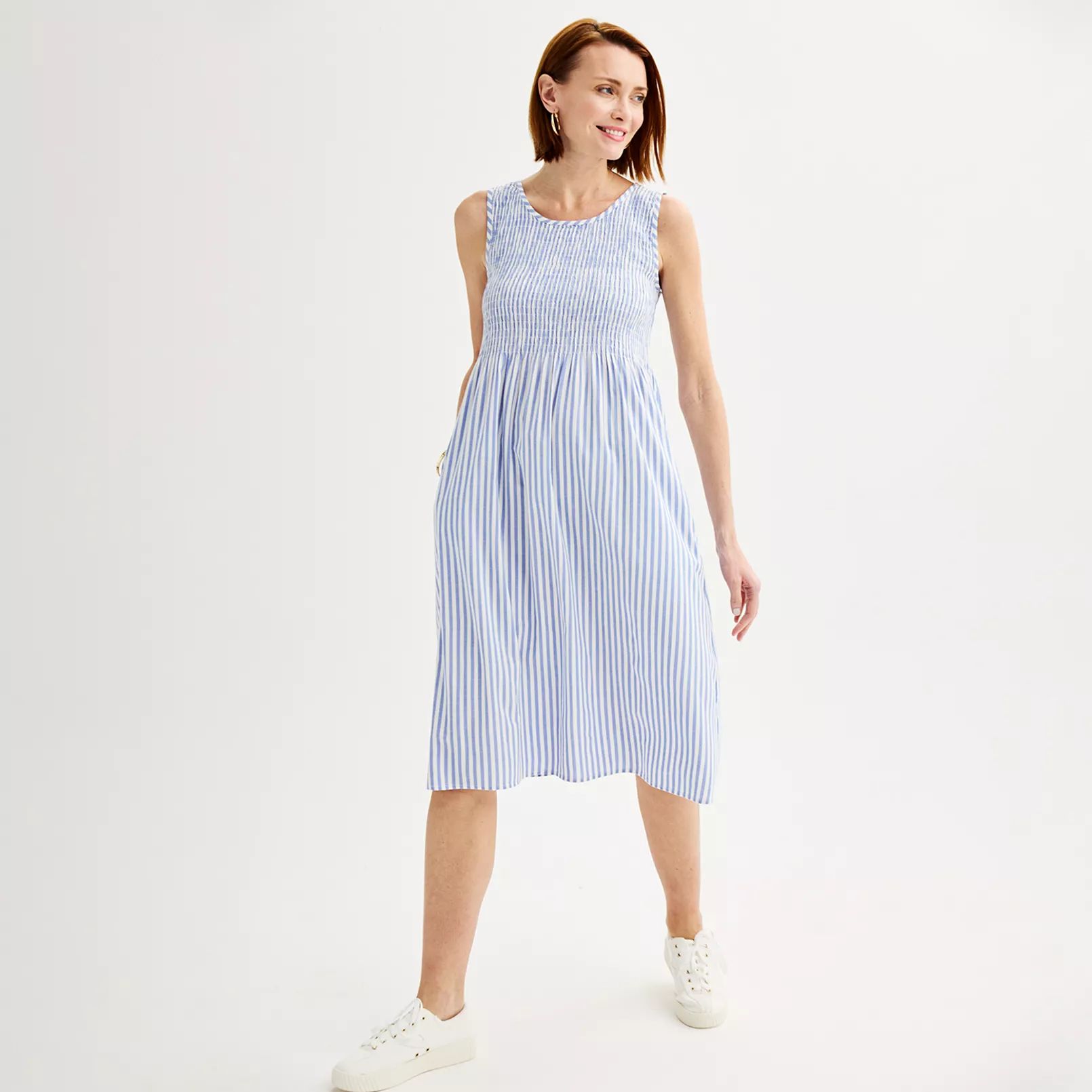 Women's Croft & Barrow® Smocked Swing Midi Dress | Kohl's