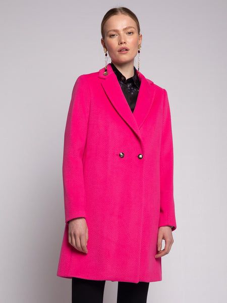 Vilagallo Mid Coat Abel Herringbone Pink - Trouva | Trouva (Global)