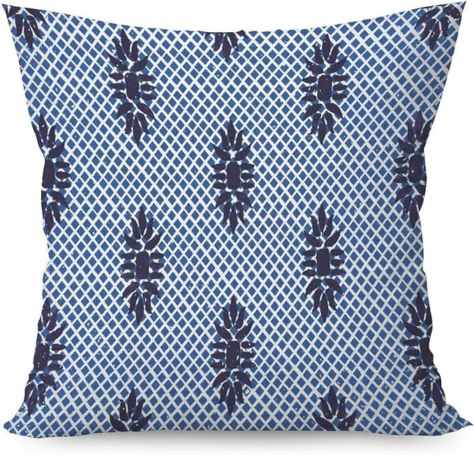 MangGou Indigo Blue Chinoiserie Home Decorative Cushion Cover Decoration Pillow Cover Throw Pillo... | Amazon (US)