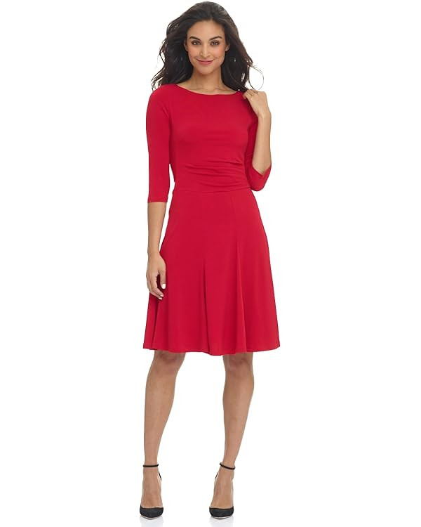 Rekucci Women's Flippy Fit N' Flare Dress with 3/4 Sleeves | Amazon (US)