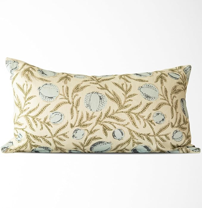 Alisa Block Print Pomegranate Pillow Cover – 100% Cotton Decorative Throw Pillow Cover – Vint... | Amazon (US)