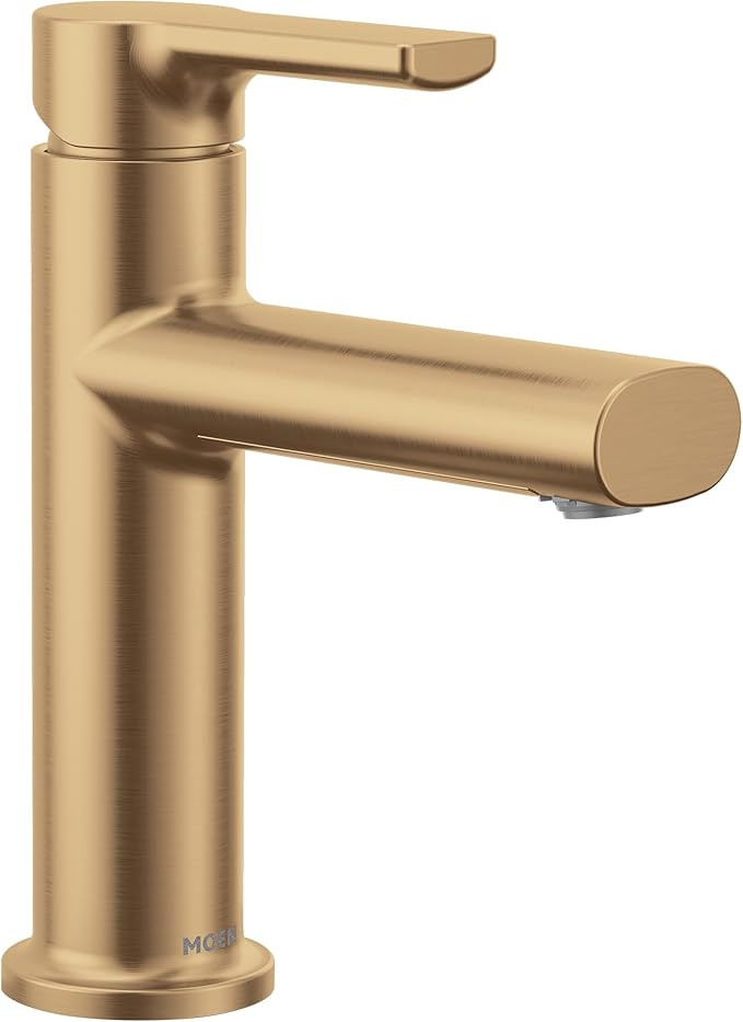 Moen Meena Bronzed Gold One-Handle Single Hole Modern Bathroom Sink Faucet with Optional Deckplat... | Amazon (US)