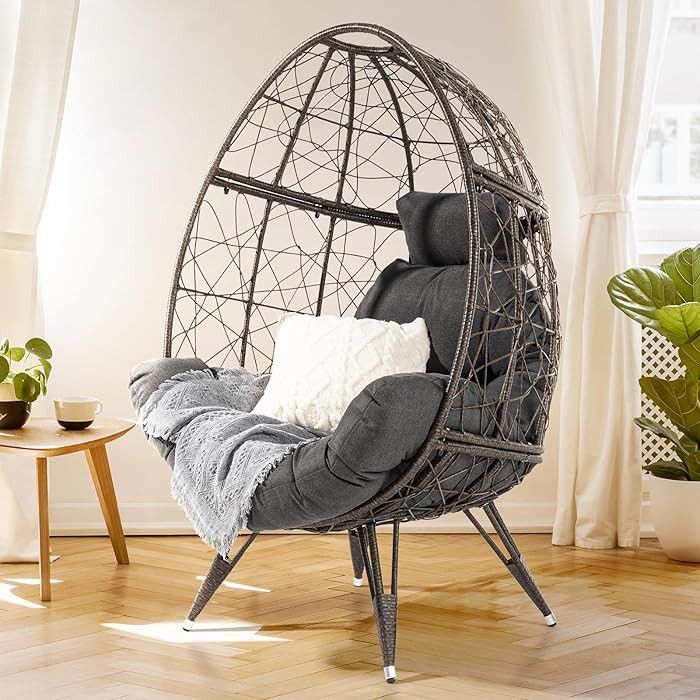 Bme Heavy Duty 400 lbs Capacity Wicker Egg Chairs for Outside & Indoor, Premium Soft Thick Olefin... | Amazon (US)