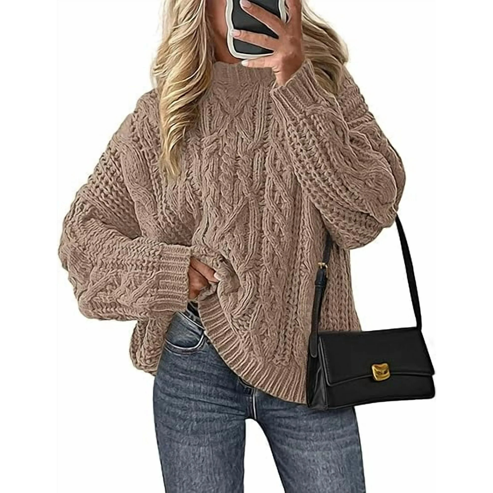 PRETTYGARDEN Women's Oversized Fall Sweaters Casual Long Sleeve Crewneck Chunky Cable Knit Pullov... | Walmart (US)