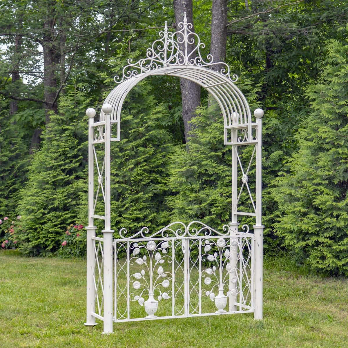 Zaer Ltd International 10.5ft Garden Gate with Floral Embellishments "Copenhagen 1843" | Wayfair | Wayfair North America