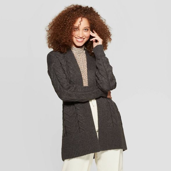 Women's Long Sleeve Rib-Knit Cuff Textured Cardigan Sweater - A New Day™ | Target