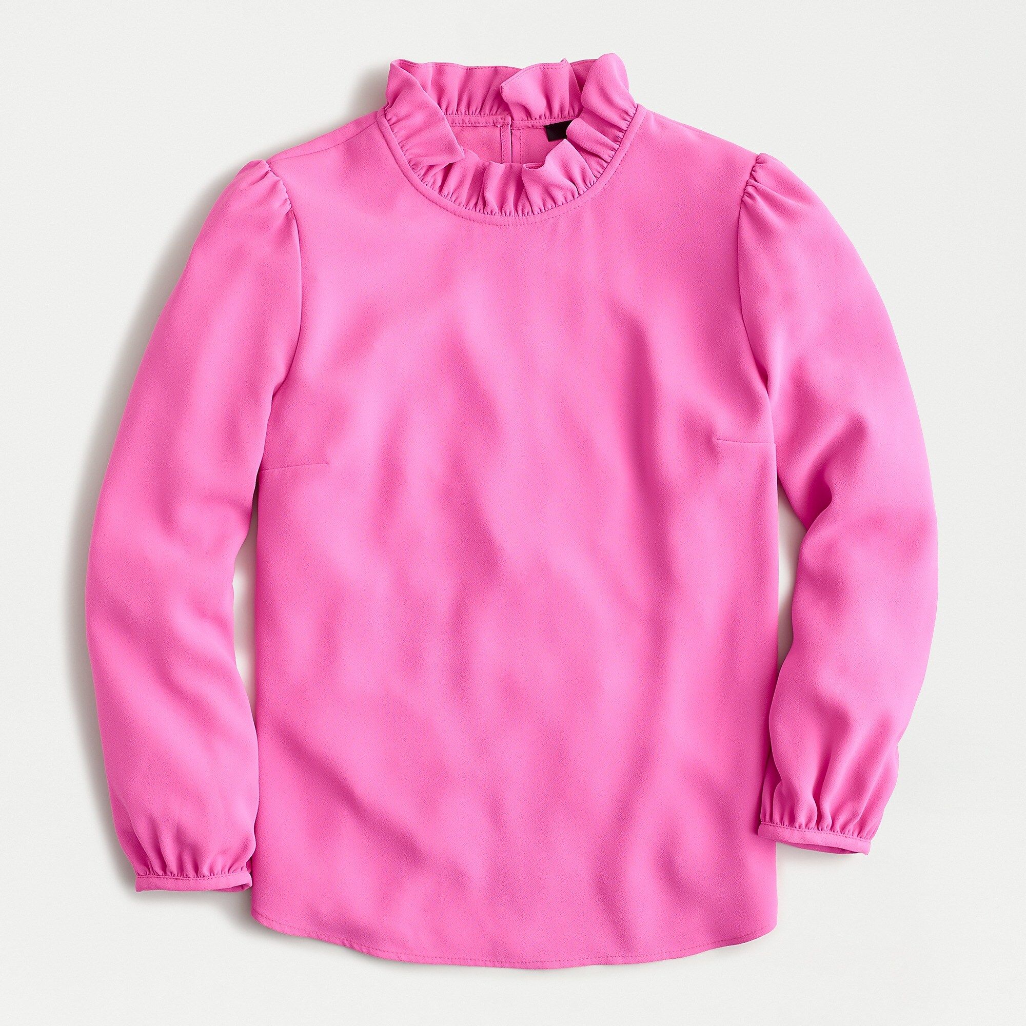 Long-sleeve ruffle-neck top in 365 crepe | J.Crew US