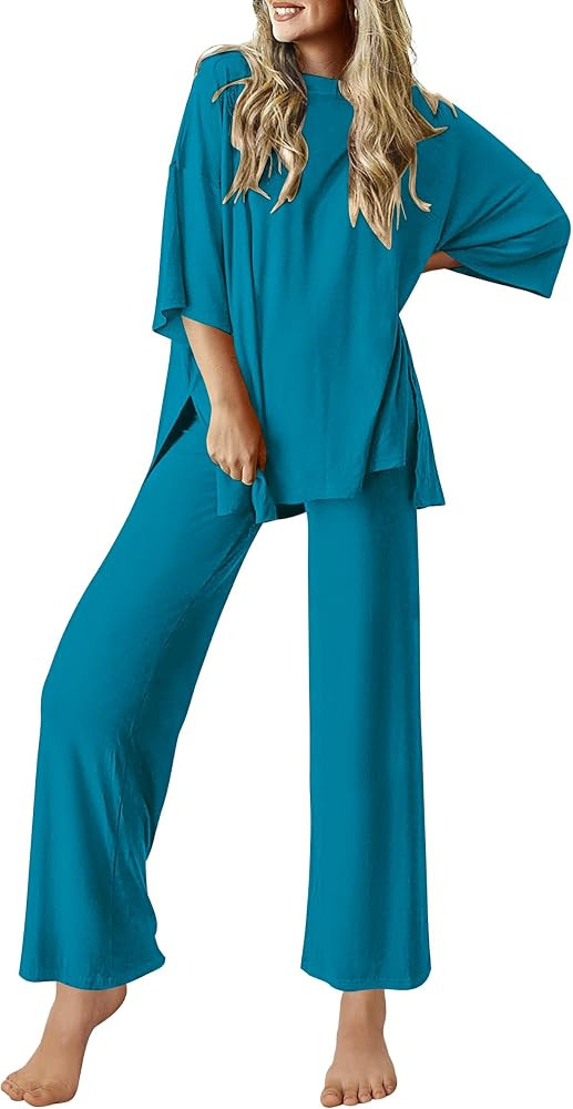 Ekouaer Lounge Sets for Women Short Sleeve Tops and Long Pants Soft Comfy Pajamas Set 2 Piece Out... | Amazon (US)