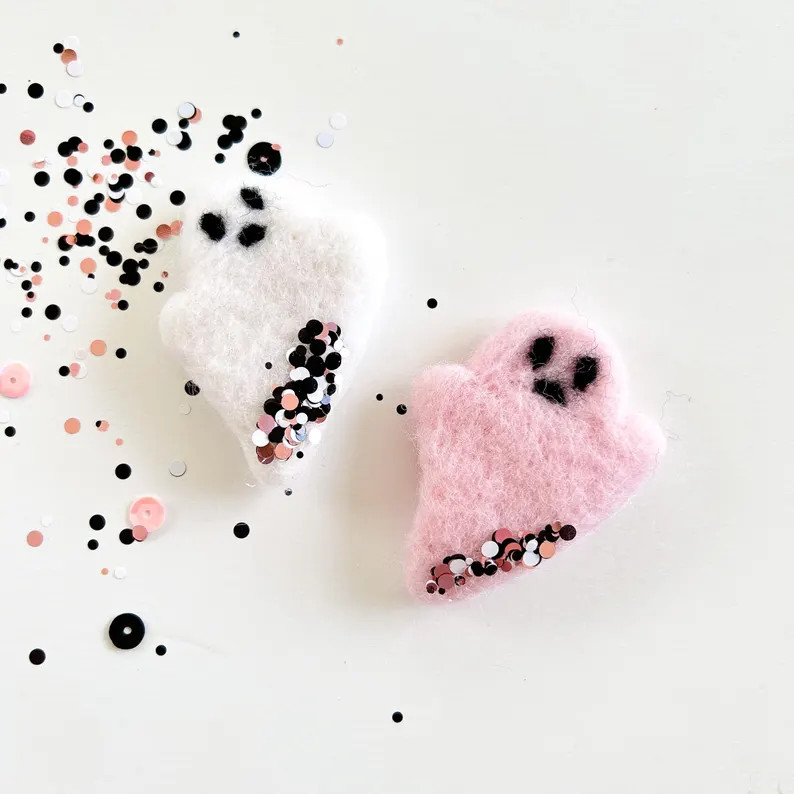 Felt Ghost Hair Clip - Ghost Hair Clip - Felt Ghost Barrette - Girls Hair Clip | Etsy (US)