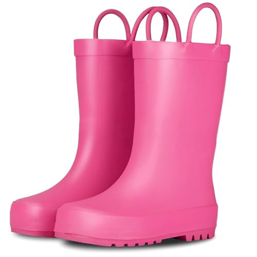 Lone Cone Rain Boots with Easy-On Handles in Matte Colors for Boys and Girls, Play-Proof Flexible Rubber, Durable Non-Slip Treads, Kid-Friendly for Hours of Joy - Bubblegum Pink, 8 Toddler | Amazon (US)