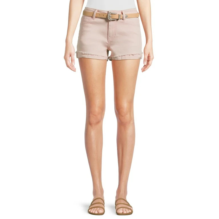 No Boundaries Juniors Belted Denim Shorts | Walmart (US)
