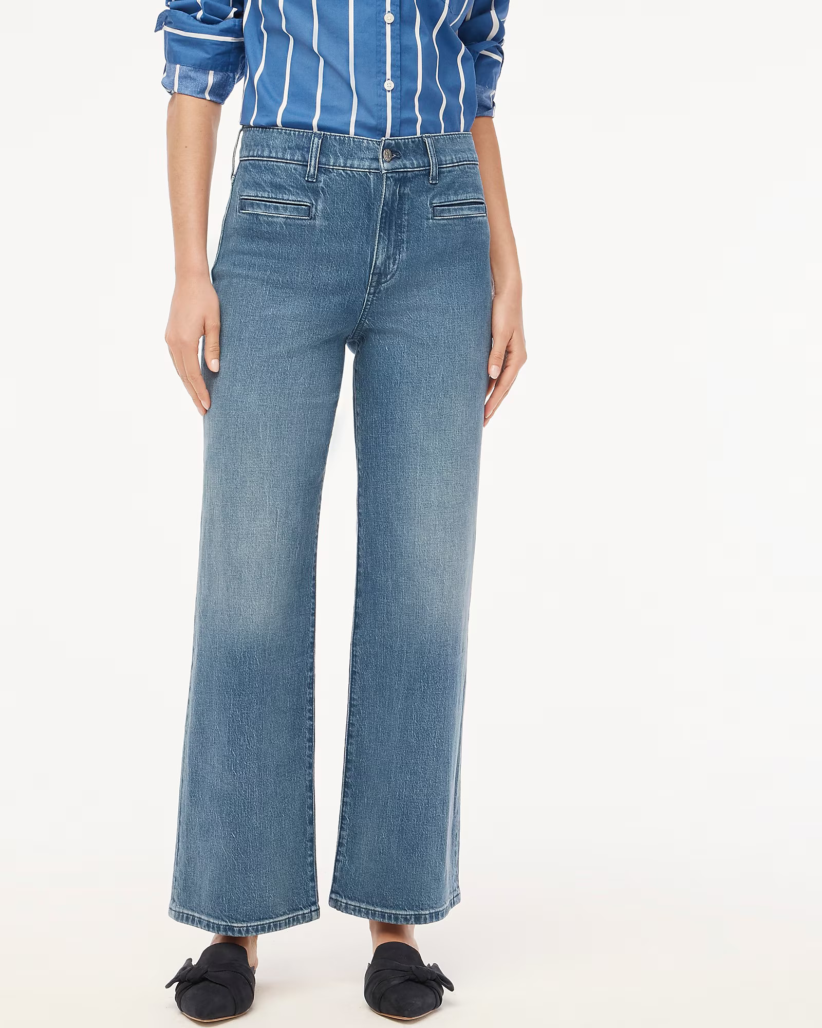 Wide-leg cropped jean with welt pockets in all-day stretch | J.Crew Factory