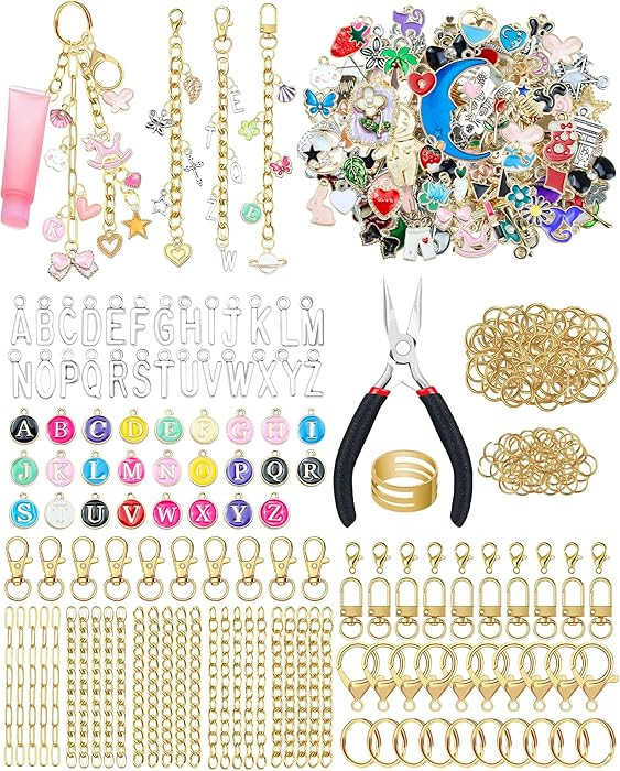 FIVEIZERO 359Pcs Charms Lip Gloss Keychain Making Kit, Charm Making Kit, Bag Charm Kit, Keychain ... | Amazon (US)