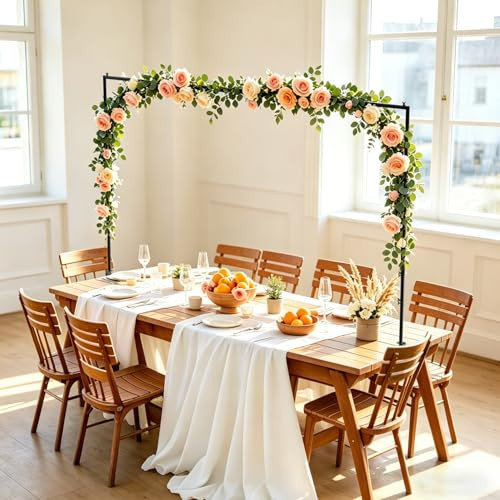 Over The Table Rod Stand with Clamps Adjustable 28"-69" Tall 31"-98" Length Table Arch Stand Hanging for Wedding Birthday Party Halloween Christmas Party (Black) | Amazon (US)