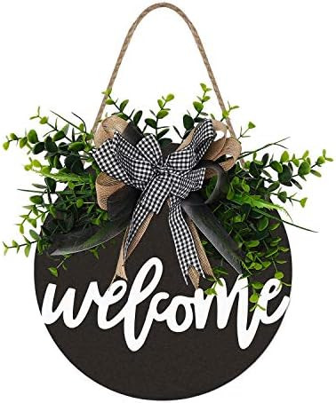 Welcome Sign Welcome Front Door Round Wood Sign Hanging Welcome Sign for Farmhouse porch Spring Welc | Amazon (US)