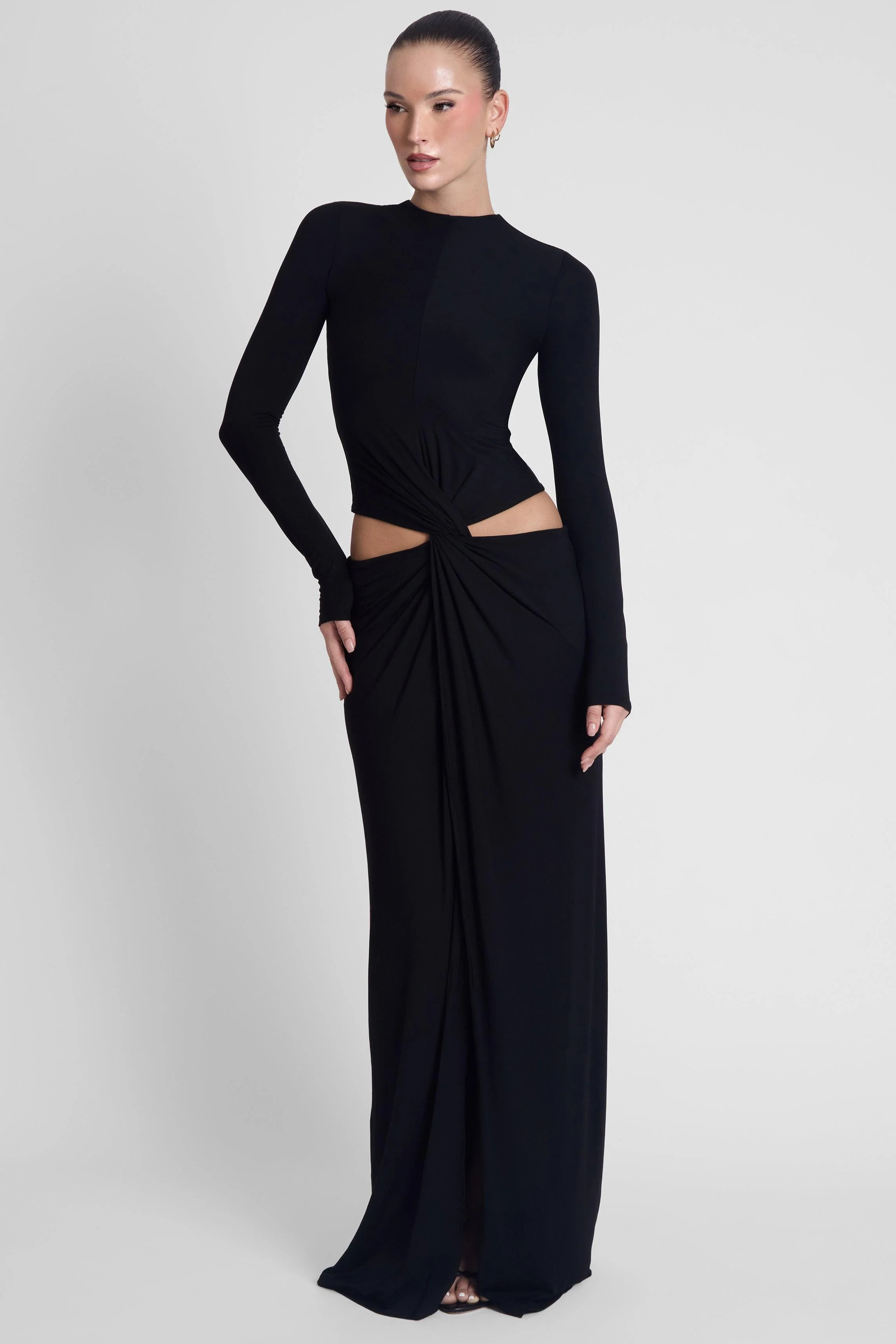 Vacanza Drape Gown - Black | LEAU (US)