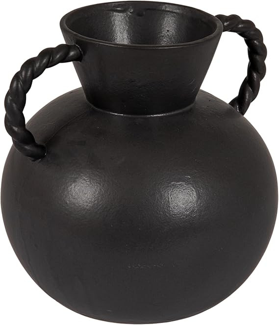 9.25 Inches Stoneware Vase with Twisted Handles and Reactive Glaze, Cream Color | Amazon (US)