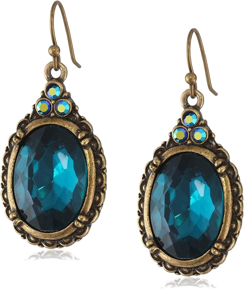 1928 Jewelry "Victorian" Oval Multi Faceted Crystal Drop Earrings | Amazon (US)