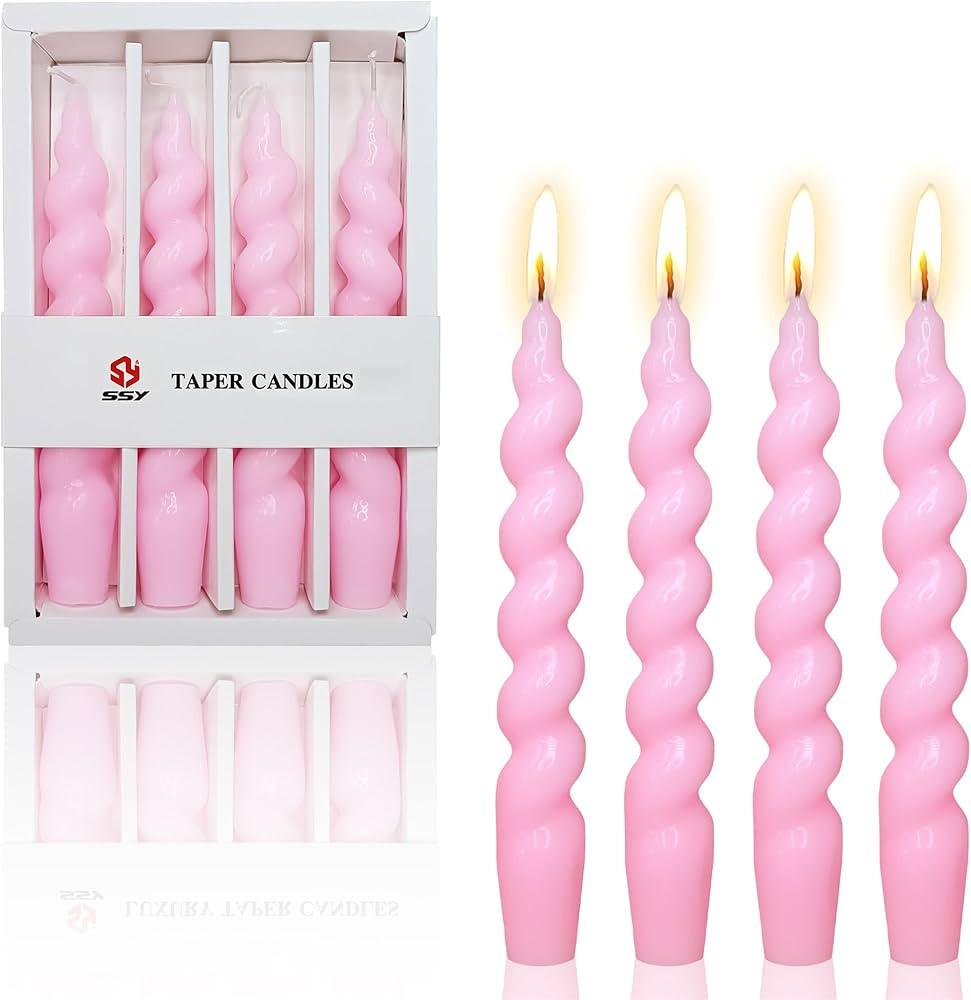 Spiral Taper Candle Pink Candlesticks - 7 INCH Funky Candle Sticks Unscented Twisted Taper Candle... | Amazon (CA)