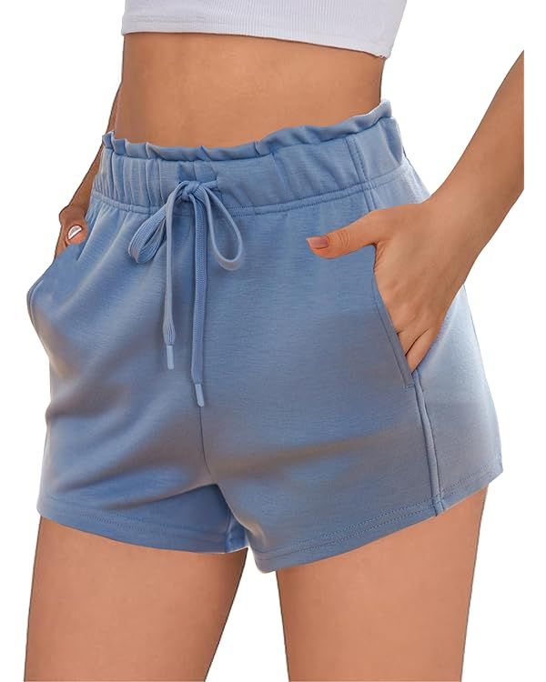 Pinspark womens Drawstring High Waisted Sweat Shorts with Pockets | Amazon (US)