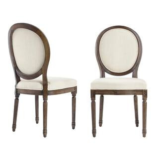 Home Decorators Collection Ellington Haze Wood Upholstered Dining Chair with Rounded Back Ivory S... | The Home Depot