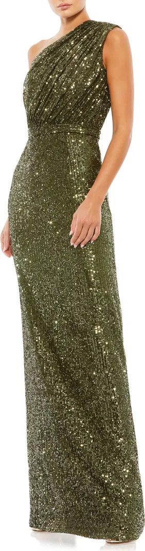 Sequin One-Shoulder Column Gown | Nordstrom