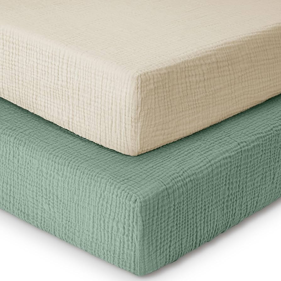 Yoofoss Muslin Crib Sheets for Boys Girls 100% Cotton Fitted Baby Crib Sheet 2 Pack Soft and Brea... | Amazon (US)