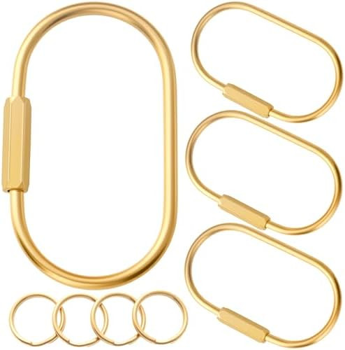 Carabiner Keychain Clip with Lock, Gold Key Chain Rings, Purse Bag Charms | Amazon (US)