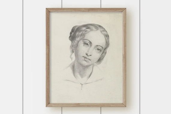 Vintage Portrait Sketch Print  Pencil Portrait of a Girl | Etsy | Etsy (US)