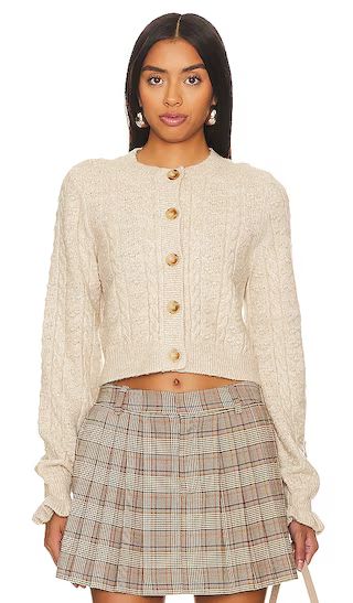 Palmira Cropped Cable Cardigan in Beige | Revolve Clothing (Global)
